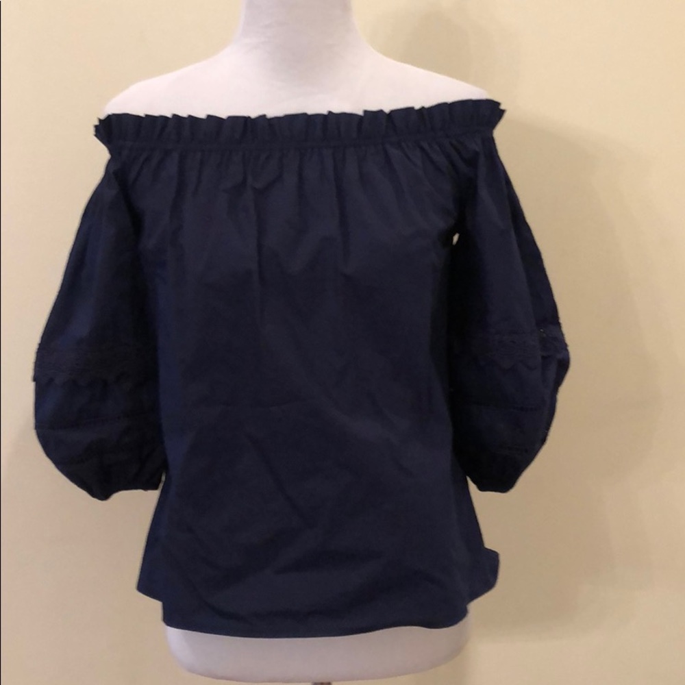 Soprano Navy Off Shoulder Blouse
